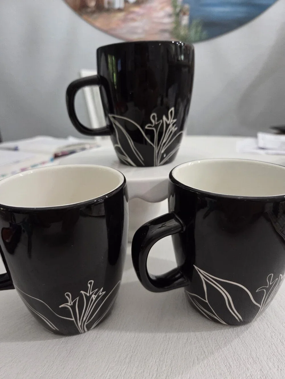 Set Of 3 Laurie Gates Antilles Ceramic Mugs